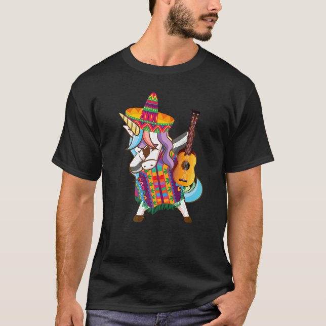 Camiseta Unicornio Cinco De Mayo Poncho Sombr (Anverso)