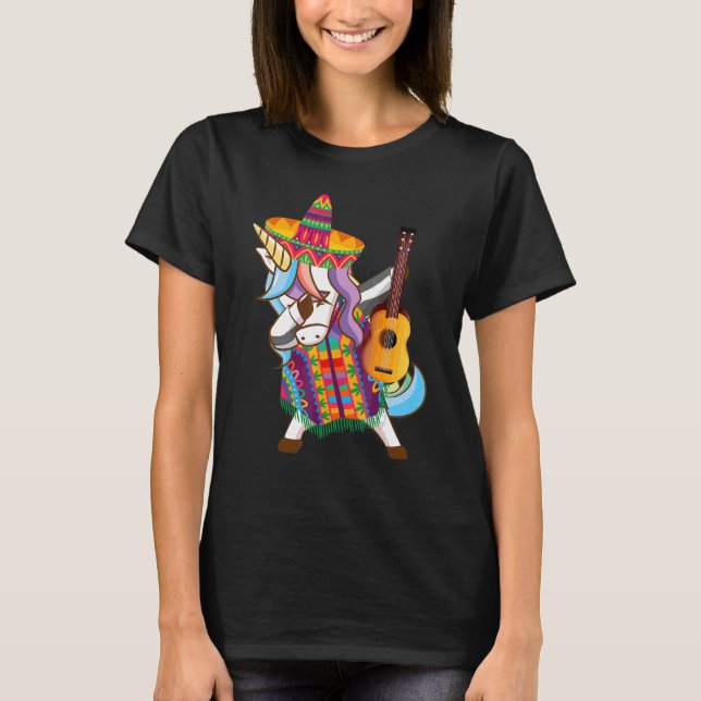 Camiseta Unicornio Cinco De Mayo Poncho Sombr (Anverso)