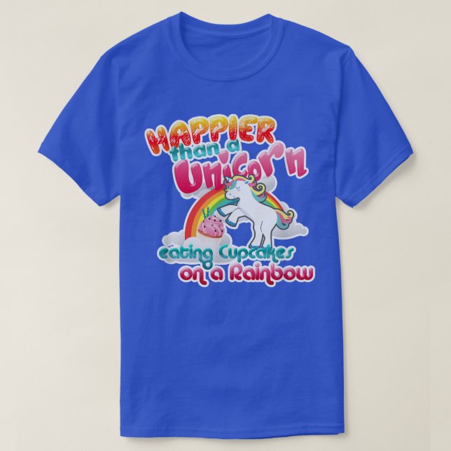 Camiseta unicornio come pasteles en unicornio arcoiris (Diseño del anverso)