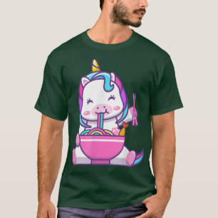 Camiseta Unicornio comiendo fideos de Ramen Kawaii Japonés