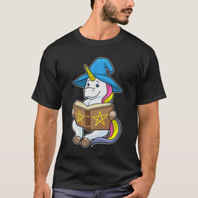 Camiseta Unicornio como asistente con libro y Gorra (Anverso)