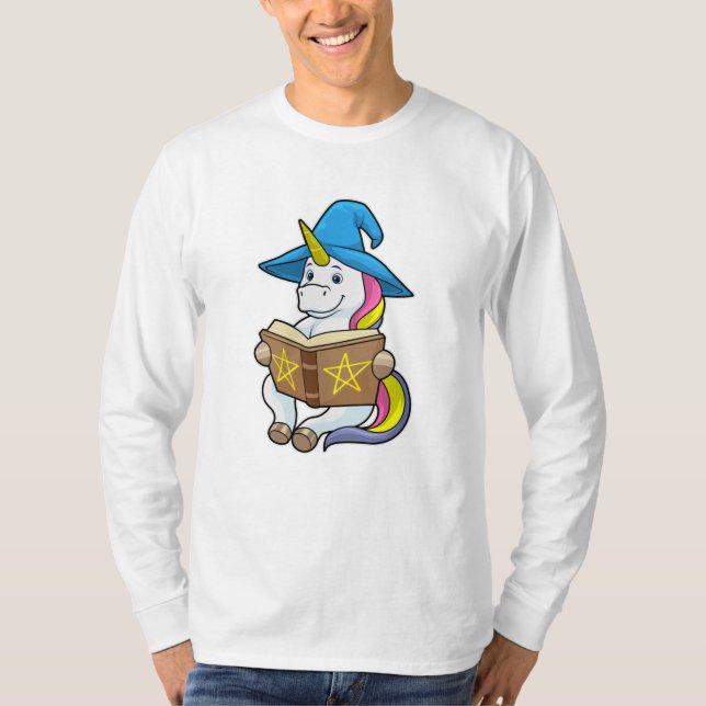 Camiseta Unicornio como asistente con libro y Gorra (Anverso)