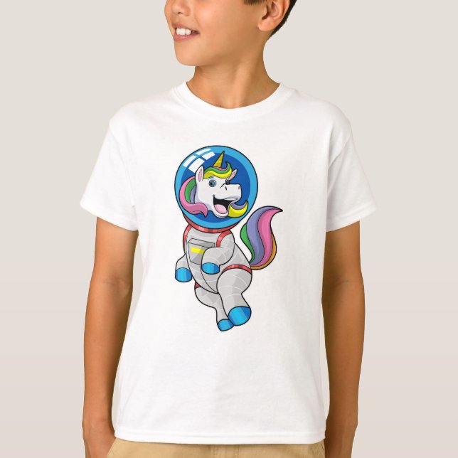 Camiseta Unicornio como astronauta en el espacio (Anverso)