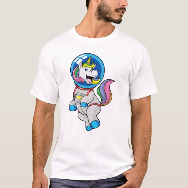 Camiseta Unicornio como astronauta en el espacio (Anverso)