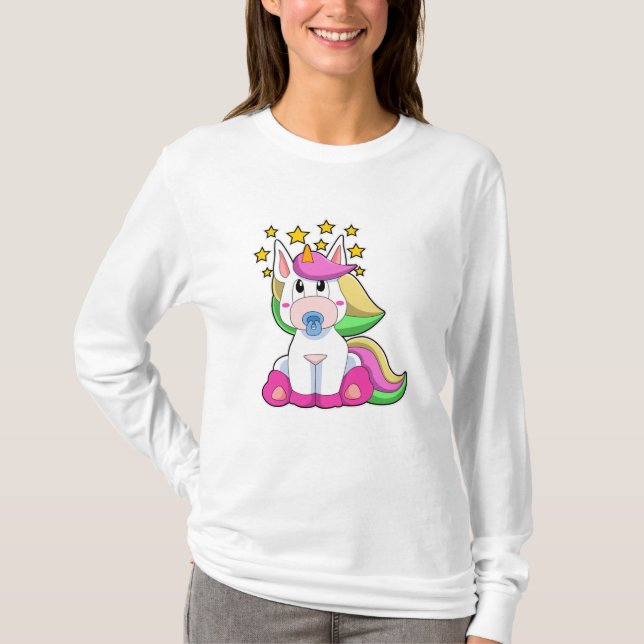 Camiseta Unicornio como bebé con pacificador (Anverso)