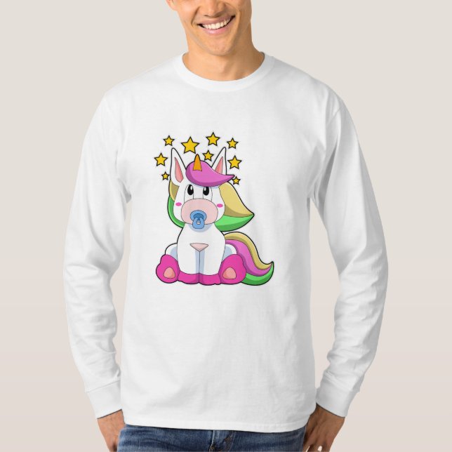Camiseta Unicornio como bebé con pacificador (Anverso)