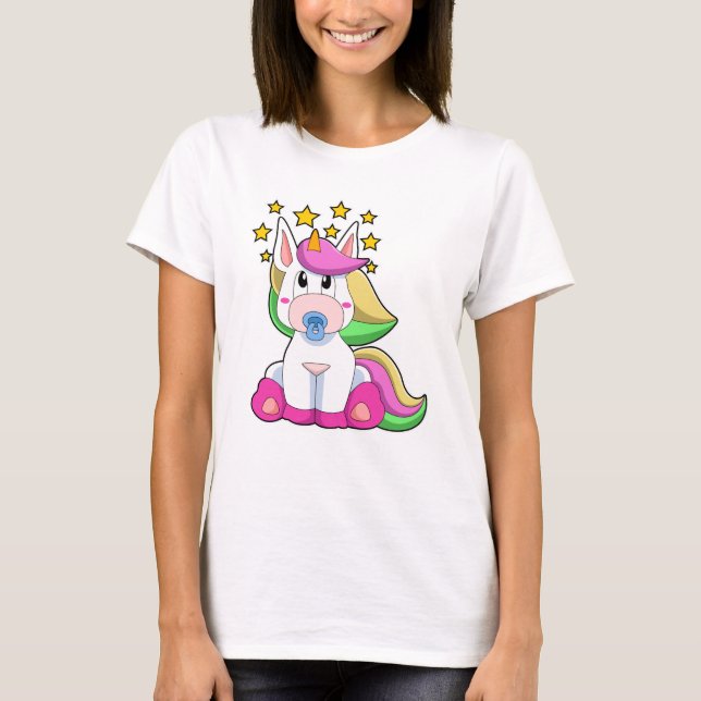 Camiseta Unicornio como bebé con pacificador (Anverso)