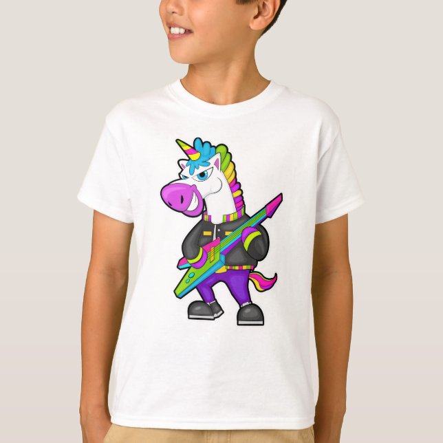 Camiseta Unicornio como músico con guitarra (Anverso)