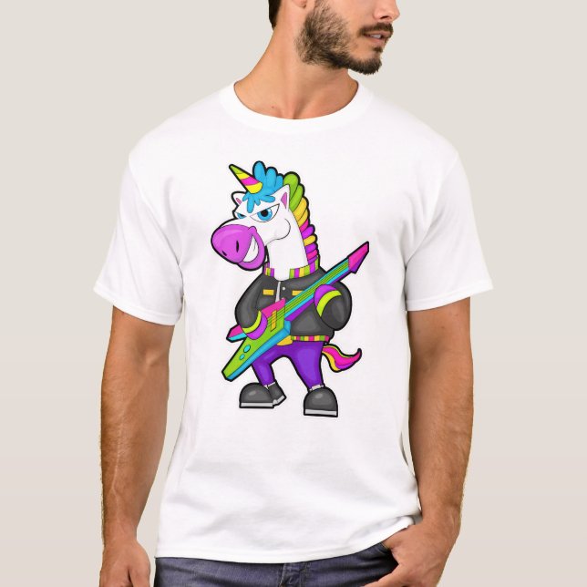 Camiseta Unicornio como músico con guitarra (Anverso)