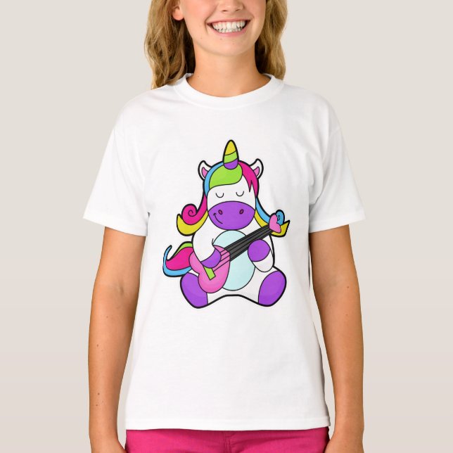 Camiseta Unicornio como músico con guitarra (Anverso)