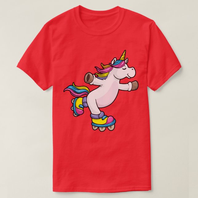 Camiseta Unicornio como patinador en línea con patines en l (Diseño del anverso)