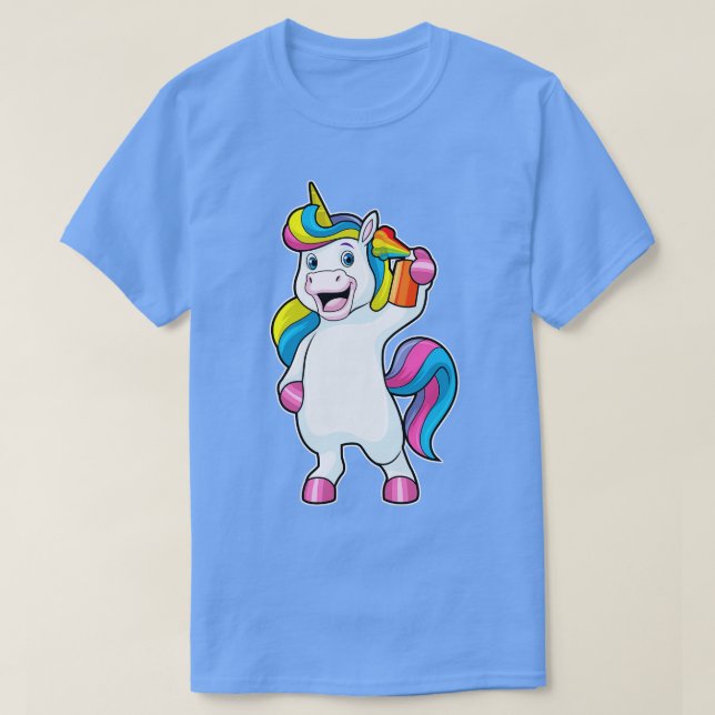 Camiseta Unicornio como peluquero con aerosol de pelo (Diseño del anverso)