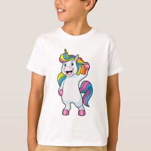 Camiseta Unicornio como peluquero con aerosol de pelo