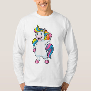 Camiseta Unicornio como peluquero con aerosol de pelo