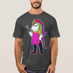 Camiseta Unicornio como peluquero con tijeras