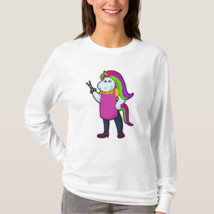Camiseta Unicornio como peluquero con tijeras