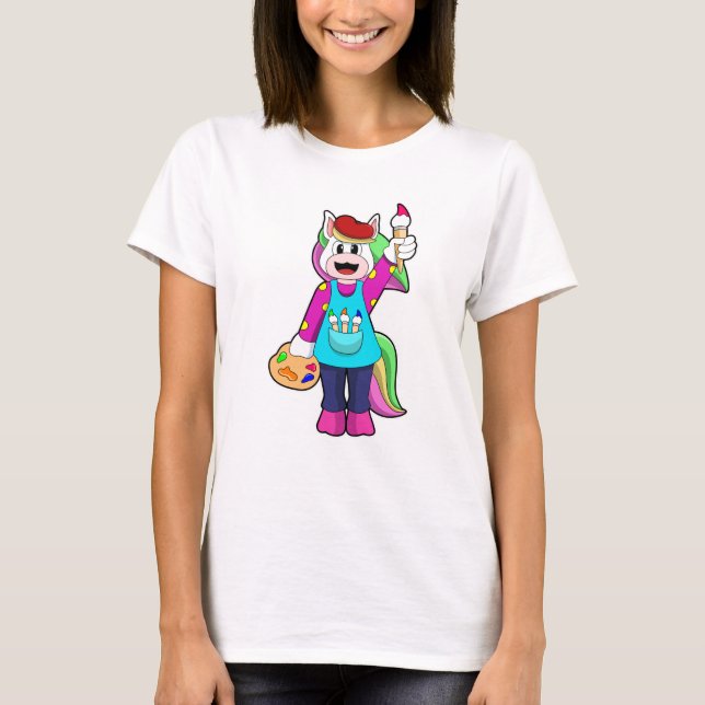 Camiseta Unicornio como pintor (Anverso)
