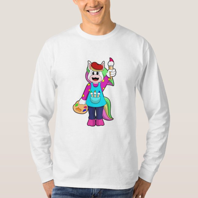 Camiseta Unicornio como pintor (Anverso)