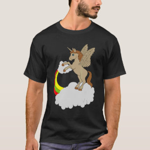 Camiseta Unicornio con arcoiris sobre nubes en caballos 1