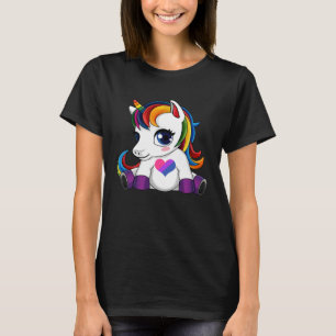 Camiseta Unicornio con Bandera Bisexual de Corazón