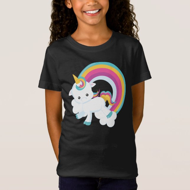 Camiseta Unicornio con Chica arcoiris (Anverso)