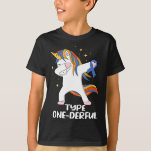 Camiseta Unicornio con cinta azul tipo 1 Diabetes tipo T1D