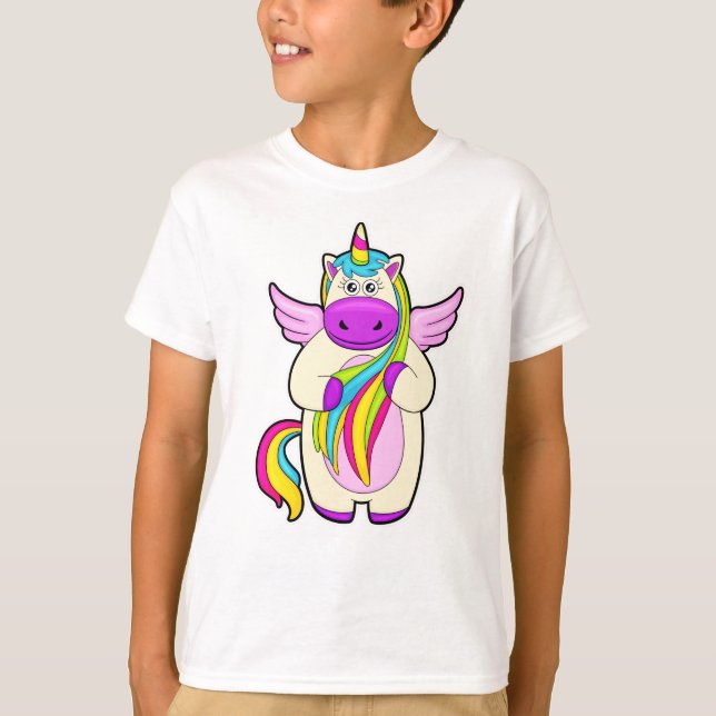 Camiseta Unicornio con coloridas hebras (Anverso)