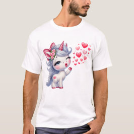 Camiseta Unicornio con Corazones – Kawaii Unicornio del Amo