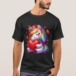 Camiseta Unicornio Con Día de San Valentín Cardíaco Para Ch