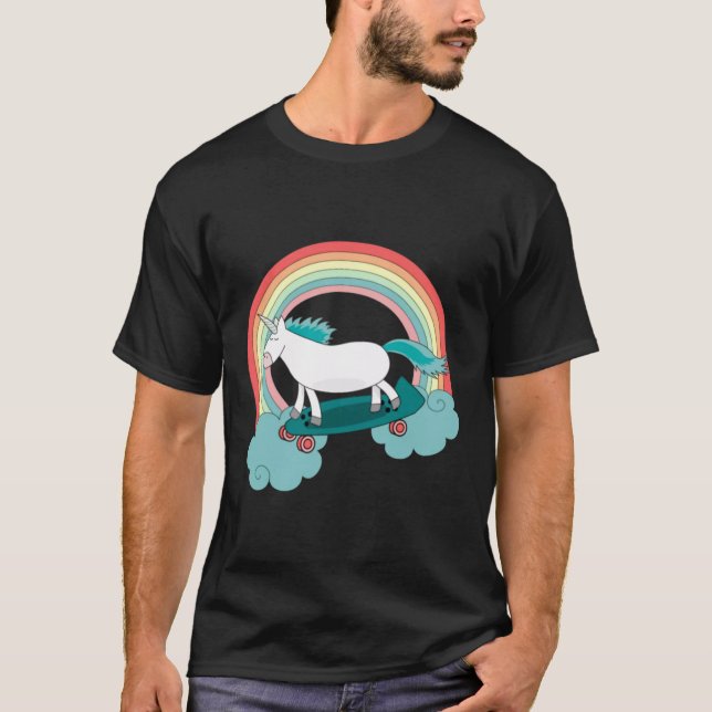 Camiseta Unicornio con el monopatín (Anverso)