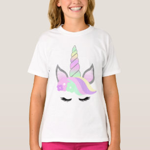 Camiseta Unicornio con flores de arcoiris para niñ