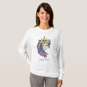 Camiseta Unicornio Con Flores Silvestres En Color De Agua
