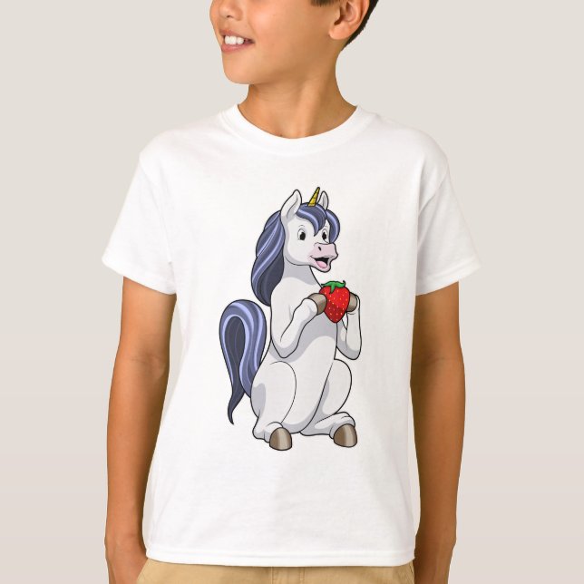 Camiseta Unicornio con frutilla de fresa (Anverso)