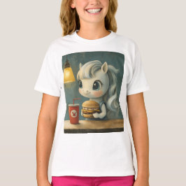 Camiseta Unicornio con hamburguesa y bebida
