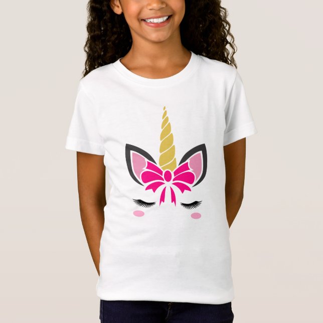 Camiseta Unicornio Con Lazo Rosa (Anverso)