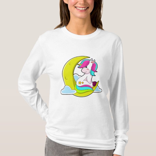 Camiseta Unicornio con nubes y luna (Anverso)