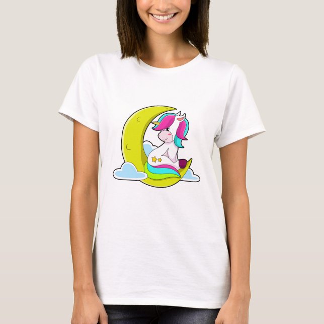 Camiseta Unicornio con nubes y luna (Anverso)