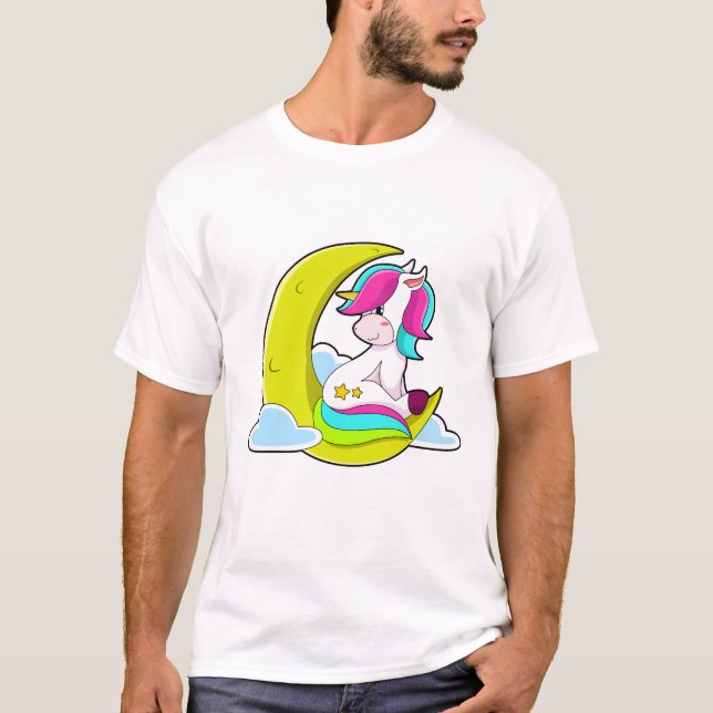 Camiseta Unicornio con nubes y luna (Anverso)