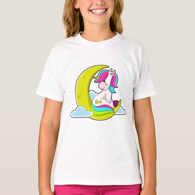 Camiseta Unicornio con nubes y luna (Anverso)