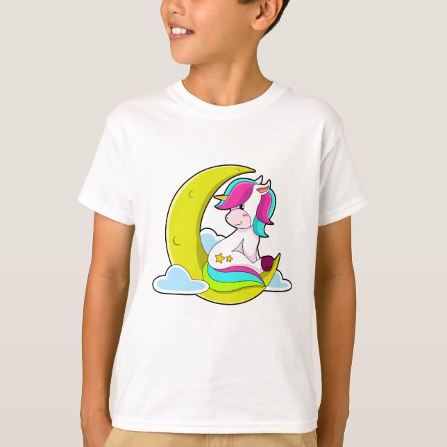 Camiseta Unicornio con nubes y luna (Anverso)