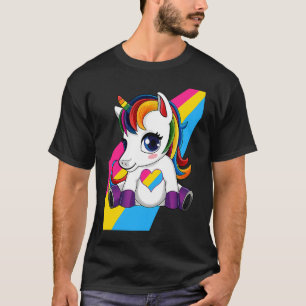 Camiseta Unicornio con Pansexual Color Heart LGBTQ Lesbiana
