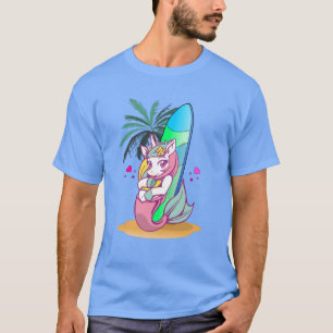 Camiseta Unicornio con tablas de surf en la playa