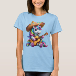 Camiseta Unicornio con una guitarra en el sombrero