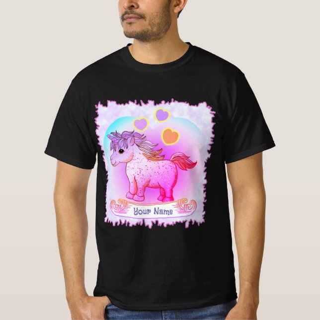 Camiseta Unicornio Corazones Arcoíris   (Anverso)