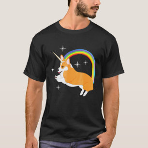 Camiseta Unicornio Corgi Cachorro Lindo Arcoíris B