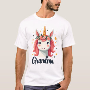 Camiseta Unicornio Corona Floral Abuela Vintage Mágico Lind