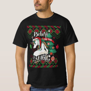 Camiseta Unicornio Cree En Los Navidades Feo Magos