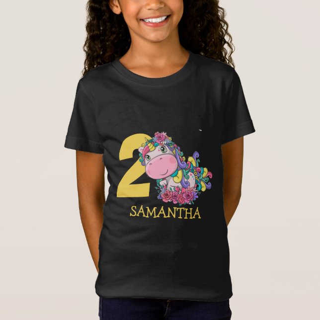 Camiseta Unicornio cumpleaños 2 años (Anverso)