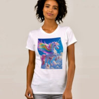 Unicornio danzante con alas de arcoíris