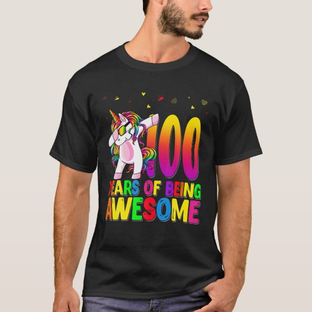 Camiseta Unicornio De 100 Años Dabbing (Anverso)